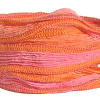 Håndlavet Silkebånd, Pink-Orange, 12mm, 83cm